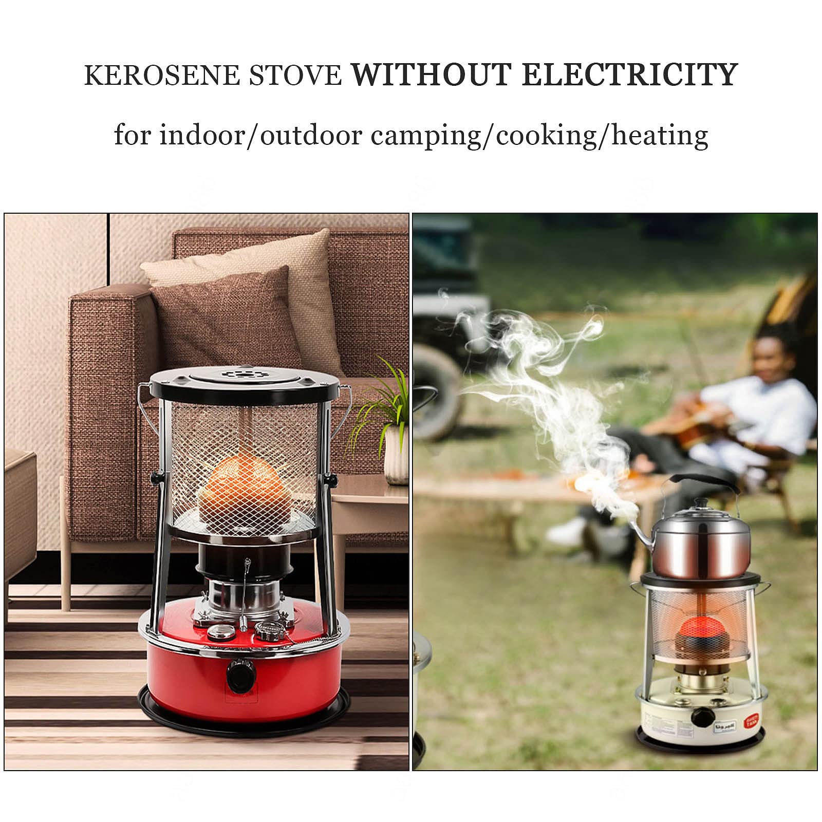 Calentador de Queroseno Portátil, Quemador de Queroseno para Estufas de Interior, Calentador de Parafina de Aceite para Camping Al Aire Libre/4.6Lred