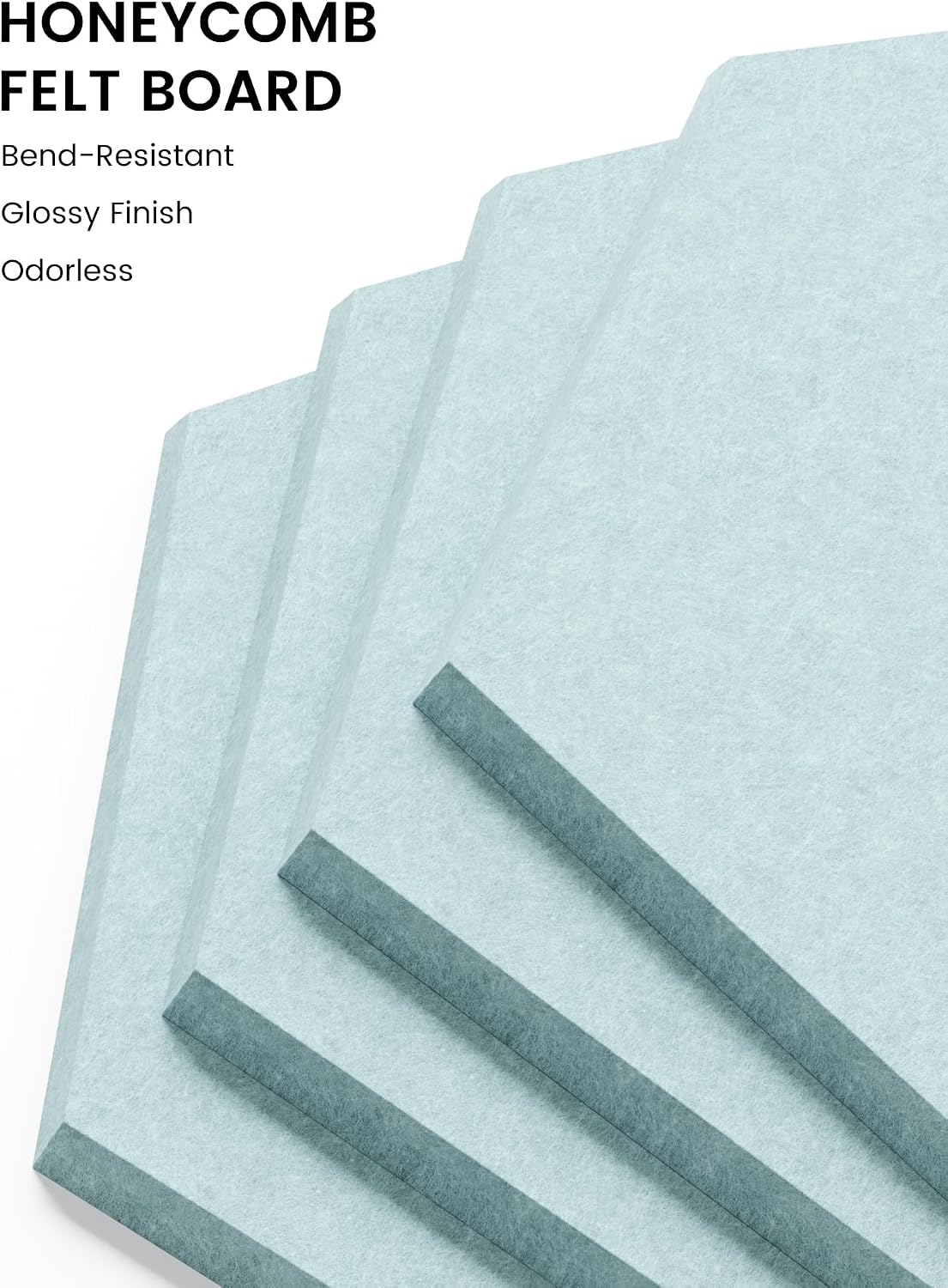 Fluxynara Hexagon Cork Board Alternative for Walls Decor-12-Pack Felt Bulletin Board Tiles,with 30 Pushpins,70 Adhesive Tabs for Office,Classrooms & Home Pin Board Felt Board-Teal Blue
