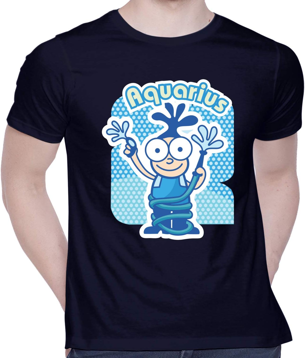 CreativiTGraphic Printed T-Shirt for Unisex Aqarius Zodiac | Sun Sign | Jan 20-Feb 18 | Funny Tshirt | Casual Half Sleeve Round Neck T-Shirt | 100% Cotton | D00594-71