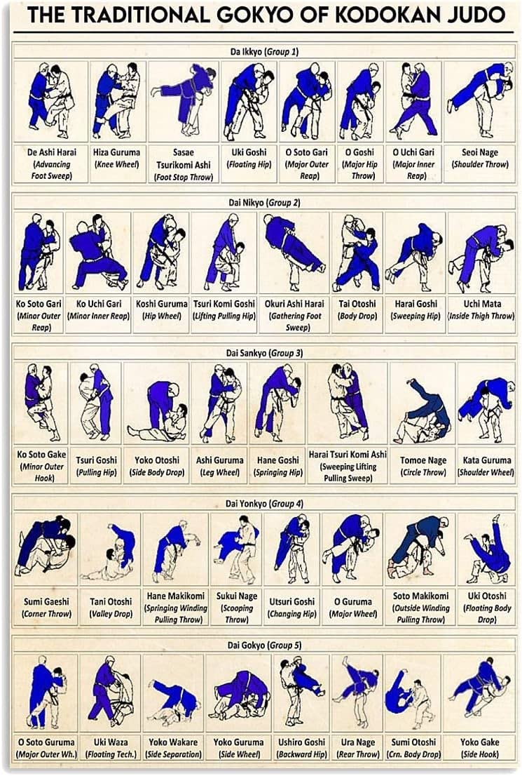 Fjqwklf The Traditional Gokyo Of Kodokan Judo Judo Knowledge Metal Sign Poster Home Club Office Wall Decoration Plaque 12X16 Inches