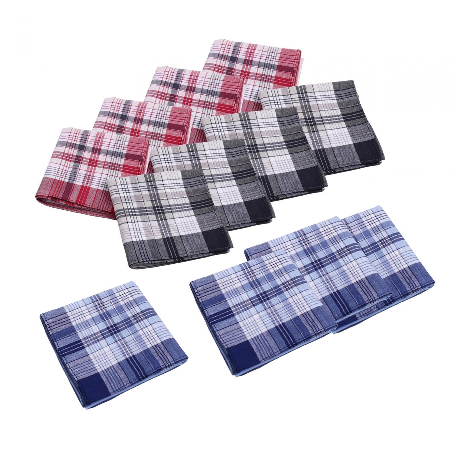 12x Pocket Square Hankies Casual Weddings Cotton Men's Handkerchiefs Color Random Style A-image-13