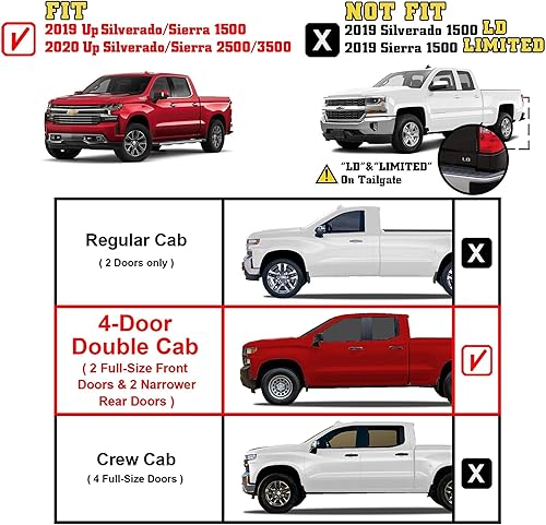 Miniatura 4 de TAC - Estribos laterales de flecha compatibles con Chevy SilveradoGMC Sierra 1500 2019-2025  2020-2025 25003500 Camión de cabina doble resistente de