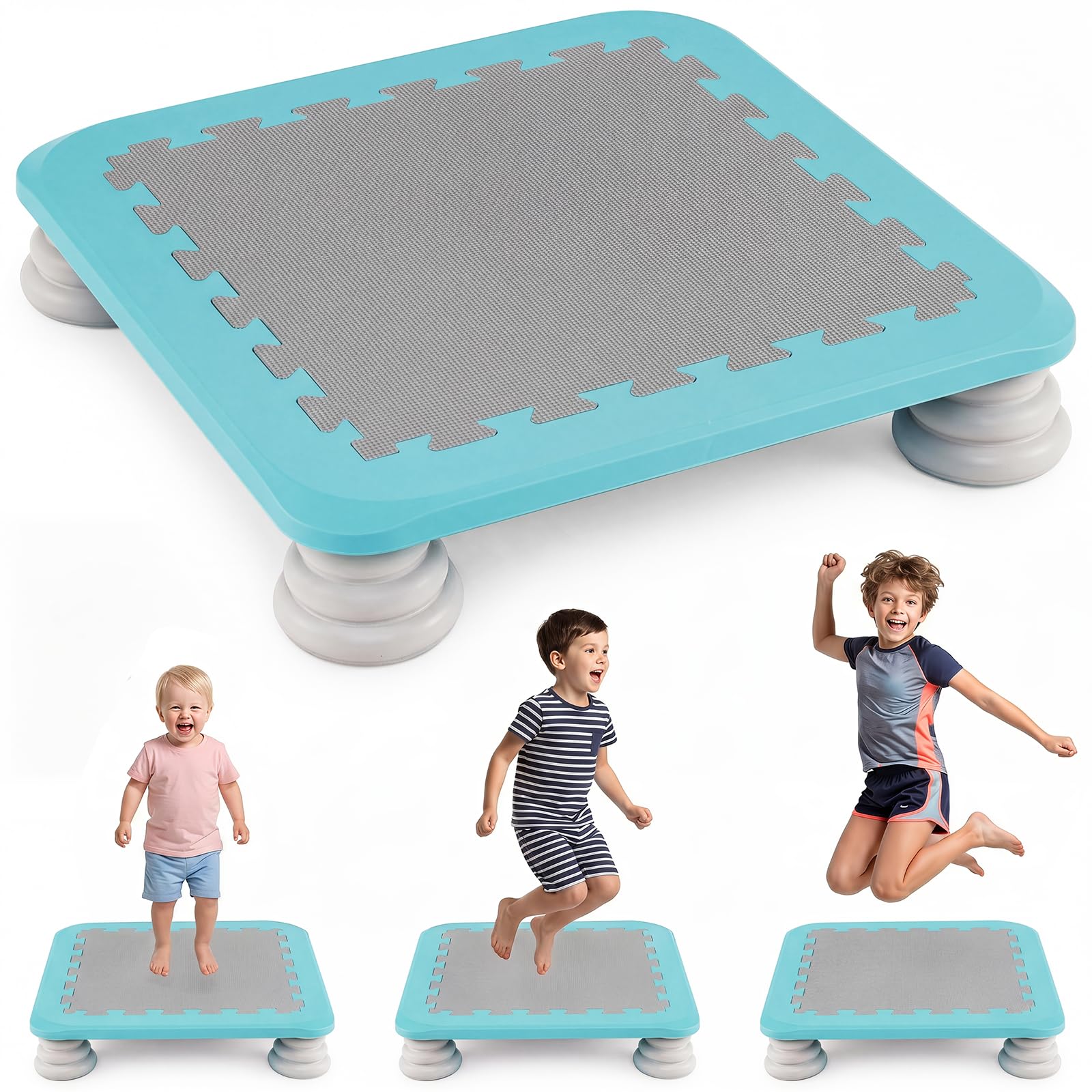 COSTWAY Mini Trampoline for Kids, 65cm Trampoline Bouncing Board (Blue)