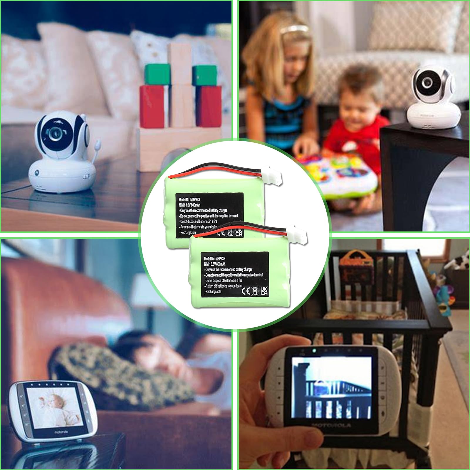 Batteria di ricambio Ni-MH per baby monitor da 3,6 V, 800 mAh, per Motorola MBP36S MBP36 MBP481 MBP482 MBP483 VTech BM5463 Baby Monitor Surveillance, Babyphone GP80AAAHC3BMX HRMR03 batteria AAA