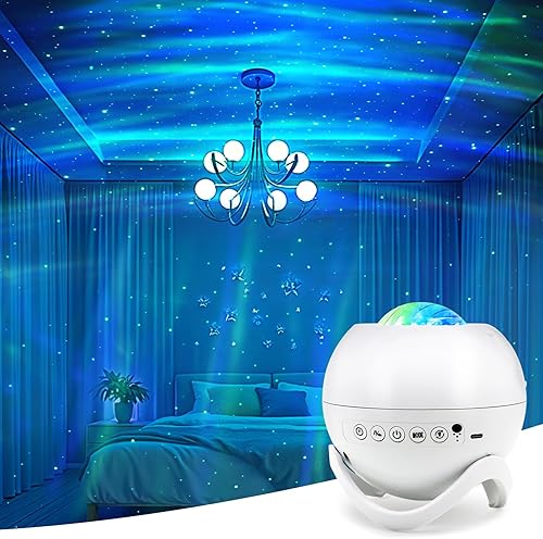 Proyector de estrellas y galaxias para dormitorio, altavoz Bluetooth de ruido blanco, proyector de luces del norte, juegos adecuados, cine en casa,