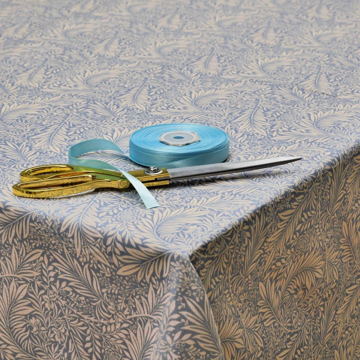 Jolee Fabrics William Morris Cotton Fabric Tablecloth | Rectangle Table Cloth 135cm x 200cm | Patterned Floral Table Cover For Dining, Kitchen & Coffee Tables (Larkspur Azure)