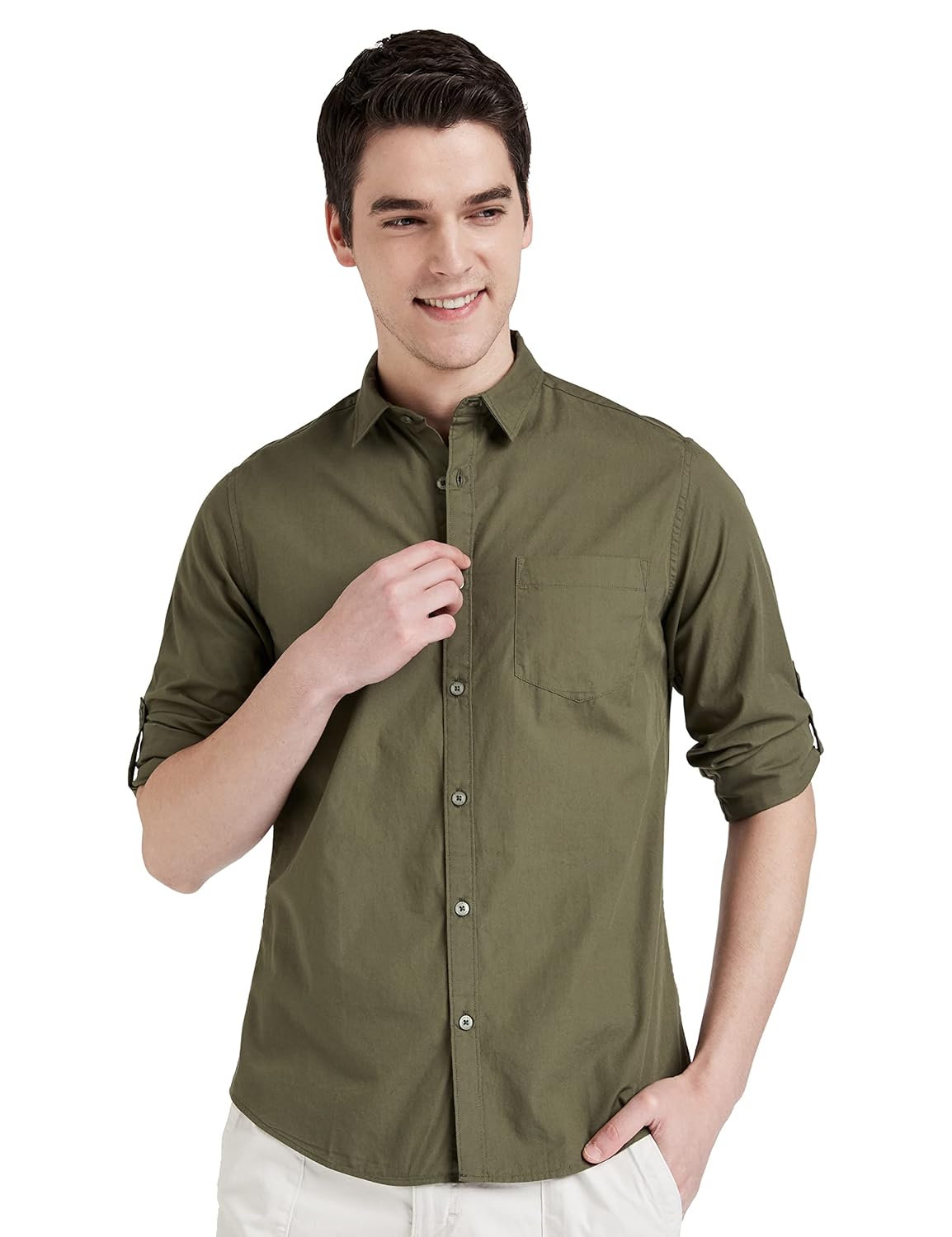 Amazon Brand – Symbol Men’s Cotton Shirt | Casual | Plain | Full Sleeve | Summer – Regular Fit (Available in Plus Size and Combo Pack of 2)