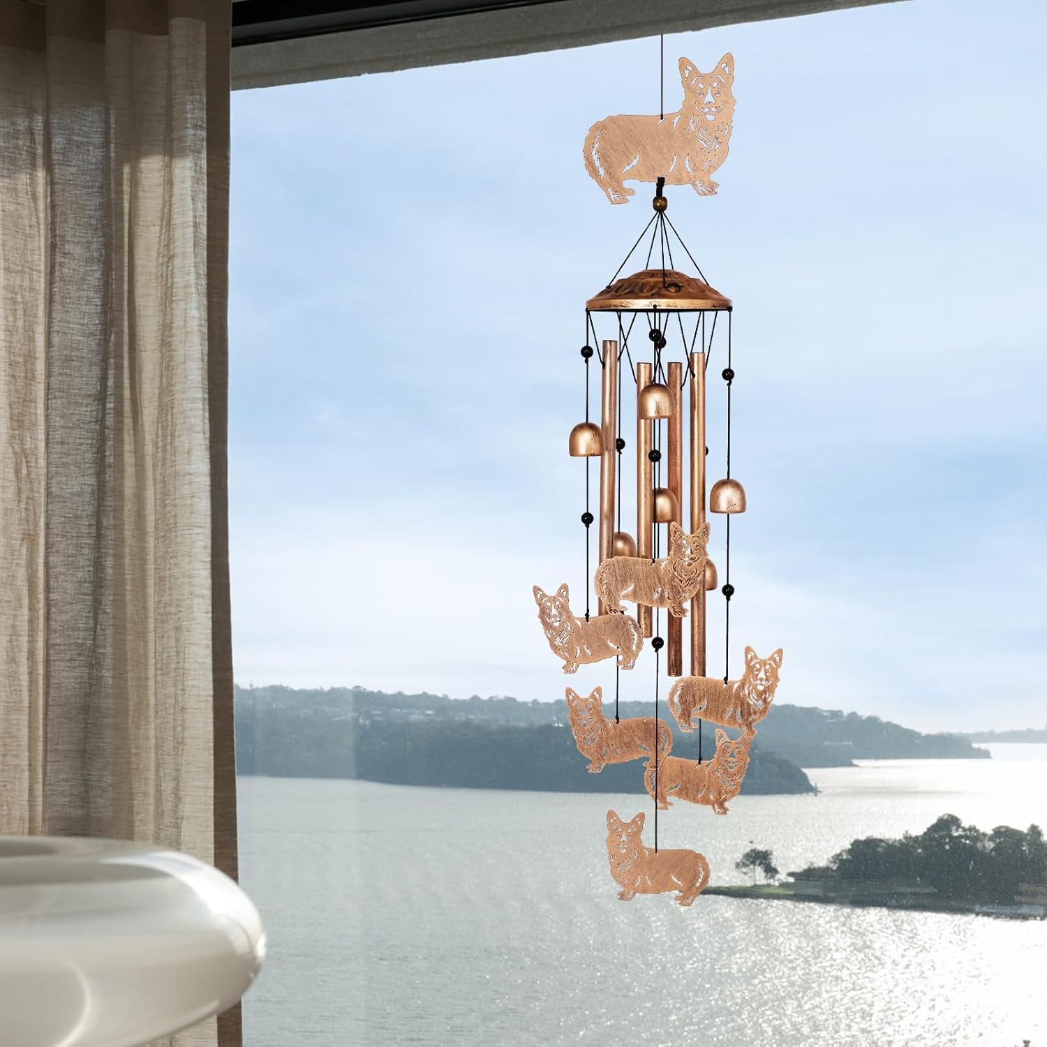 GDNSFIT Corgi Wind Chimes for Outside, Metal Windchimes Outdoors, Corgi Gifts for Women/Men, Memorial/Birthday Gifts, Garden Decor for Outside, Patio or Yard, Durable Chimes for Outdoors
