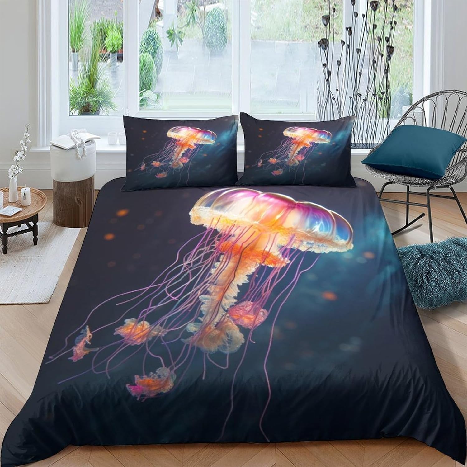 Housse de couette méduse 260x230 parure de lit microfibres 3D