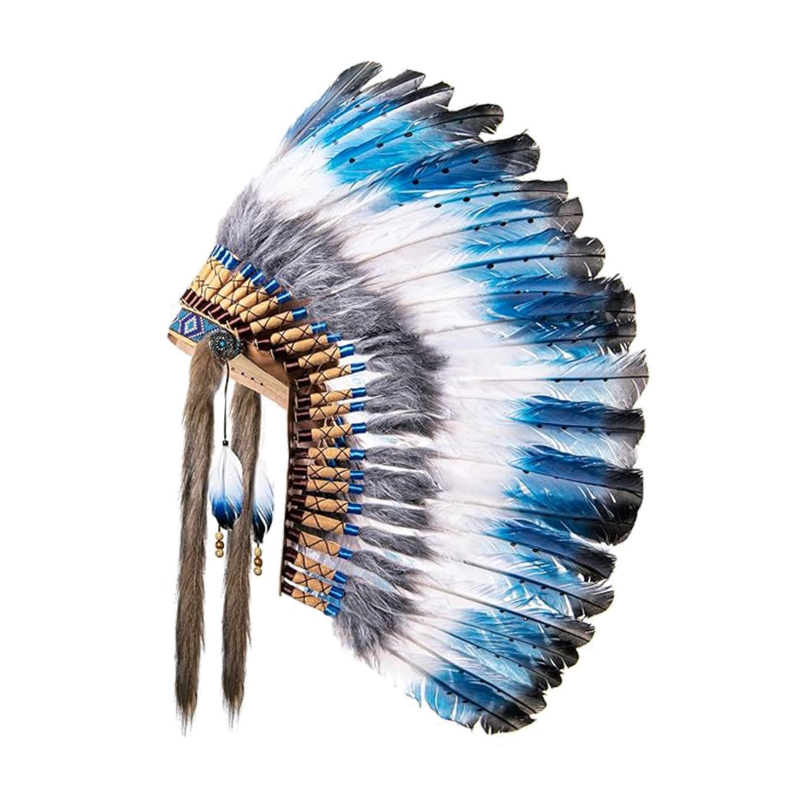 Copricapo di Piume Indiano, Accessorio per Capelli per spettacoli, Giochi di Ruolo, Feste