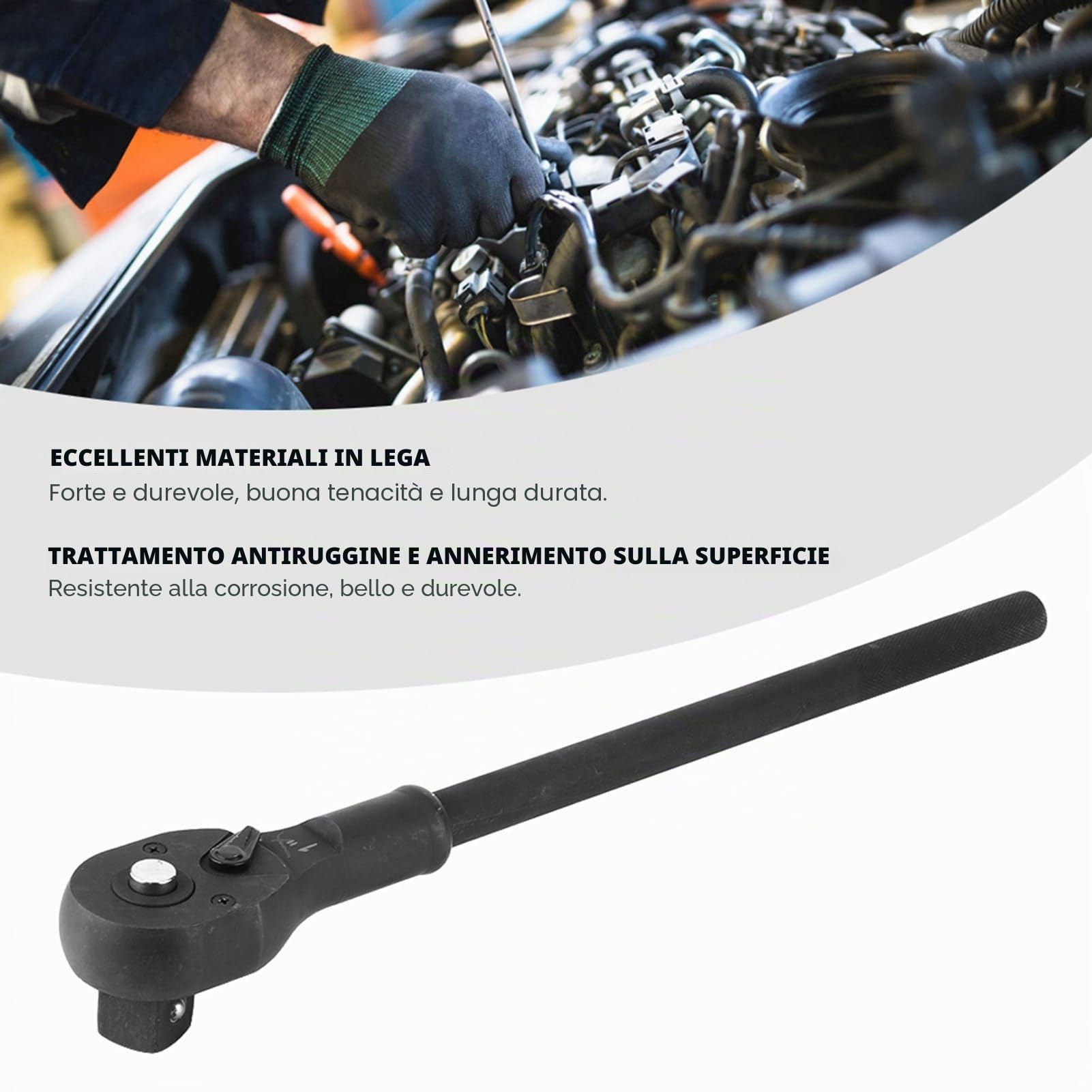 Chiave a bussola a cricchetto da 1 pollice, strumento di riparazione auto di media lunghezza per impieghi gravosi per prestazioni ad alta torsione in officine (1 Zoll)