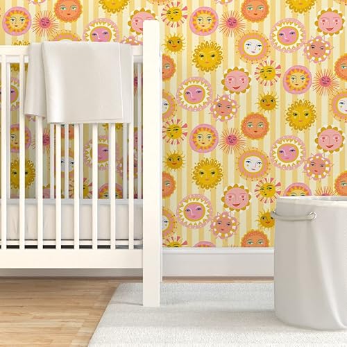 Miniatura 6 de Spoonflower Peel & Stick Wallpaper Swatch - Sunshine Small Scale Circles Weather Sunrays Kids Room Happy Sun Custom Removable Wallpaper