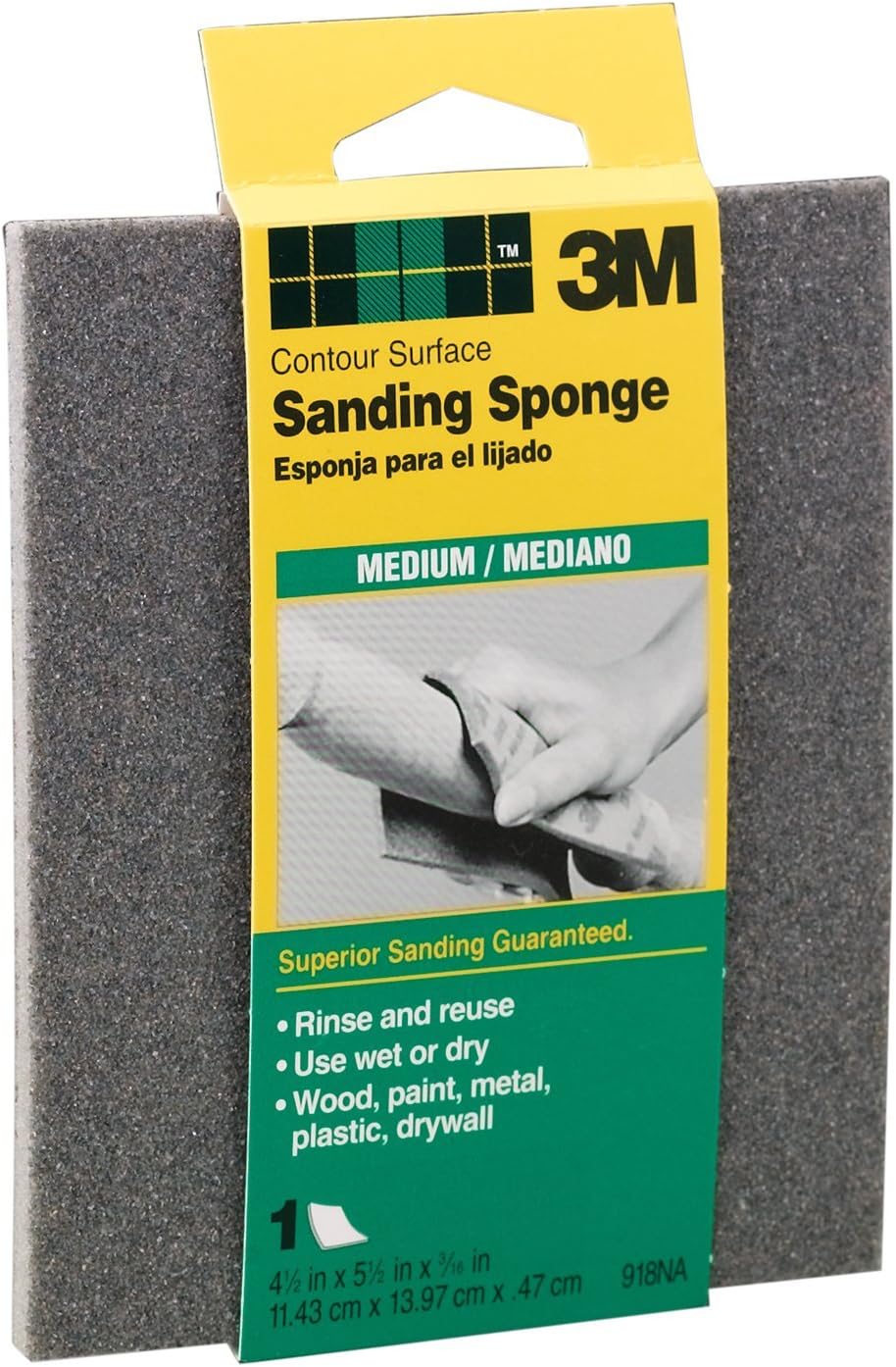 3M 3M918NA Hand Sanding Sponge Thin Medium