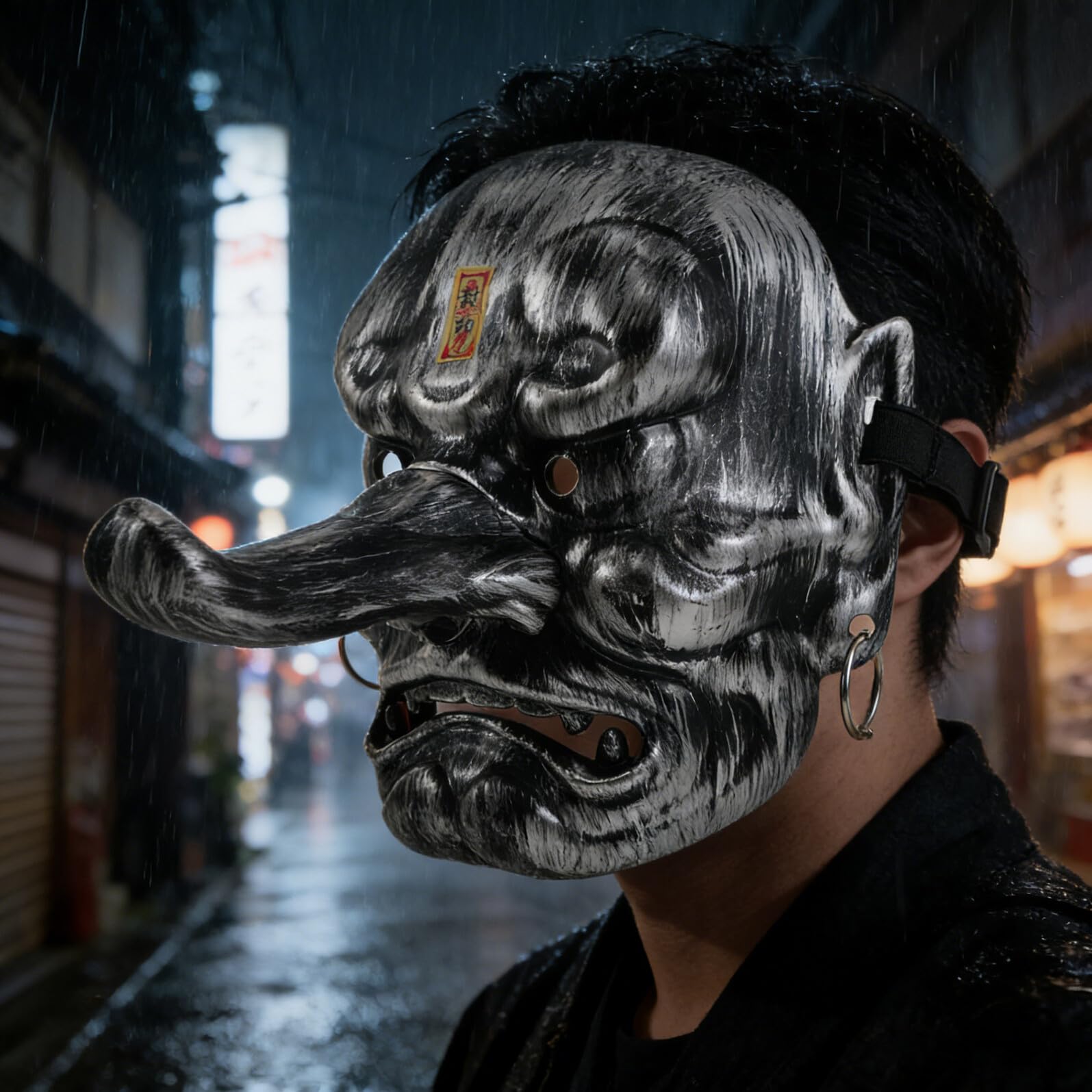 Maschera Tradizionale Giapponese Tengu da Demone Maschera Completa da Cosplay Leggera per Halloween Decorazione Samurai Realistica per Eventi Teatrali e Collezionisti