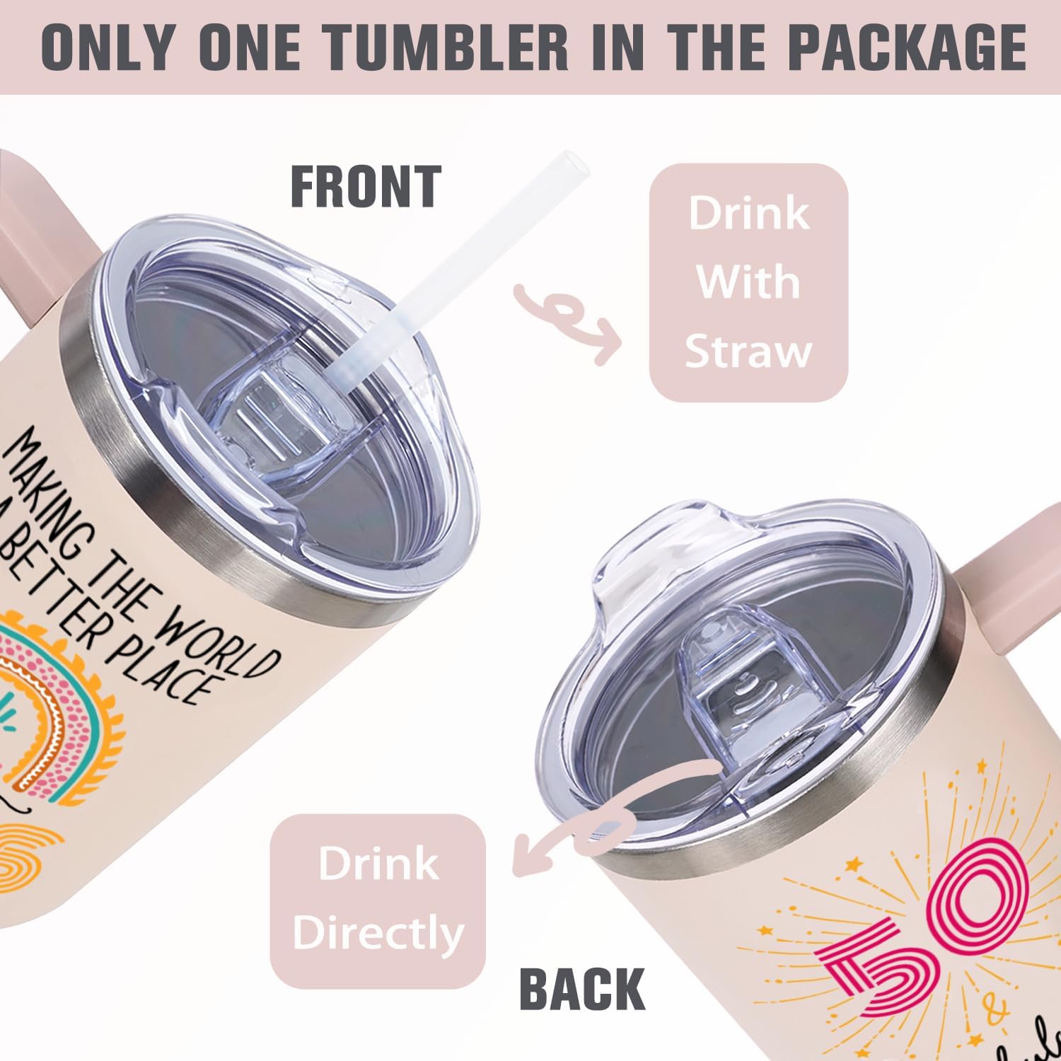 50th Birthday Gifts for Her Women, Cool Cute 1976 50th Birthday Gift for Turning 50 Year Old Woman, 50 and Fabulous Gifts for Women, 50th Birthday Decorations for Her, 40oz Tumbler Coffee Mug - Image 6