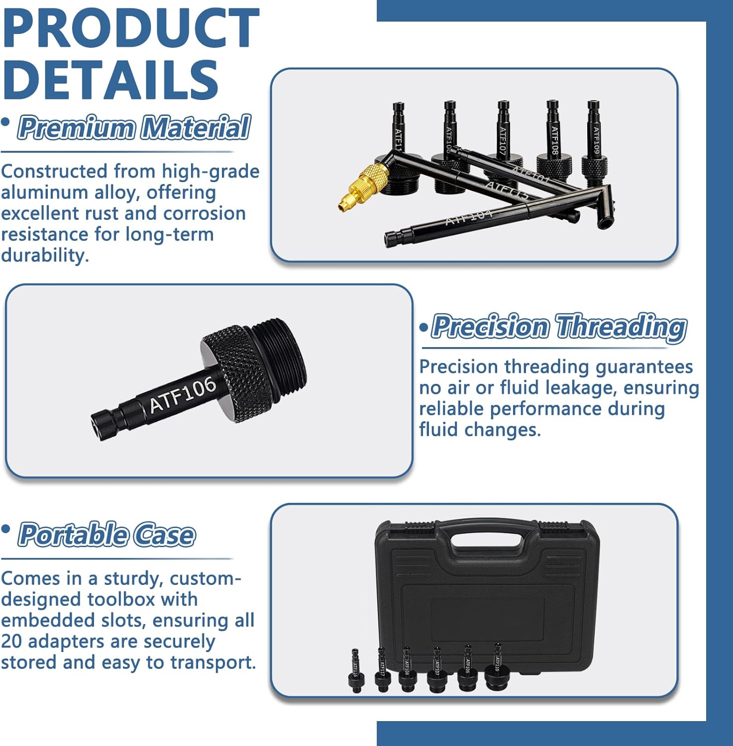 Handor 20pcs ATF Adapters Automatic Transmission Fluid Filling Adapter Transmission Fluid Oil Refilling Connector Tool Kit Oil Filler Replacement Tool