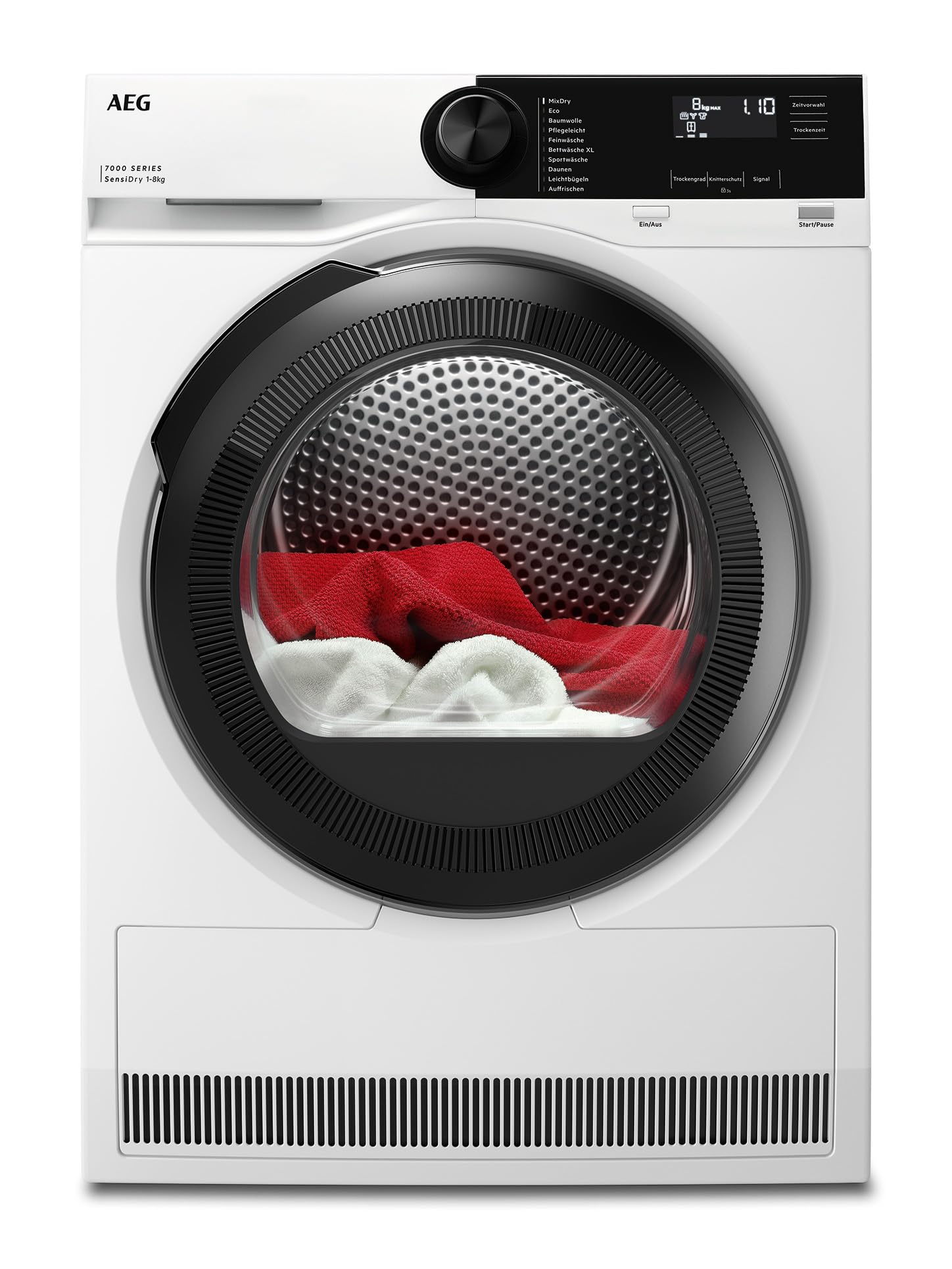 AEG Wärmepumpentrockner 8 kg, Serie 7000: SensiDry schonendes & energiesparendes Trockenverfahren, neue Energiekl. C, Mengenautomatik, Schontrommel, wechselende Drehrichtung, Knitterschutz, TR7T65680