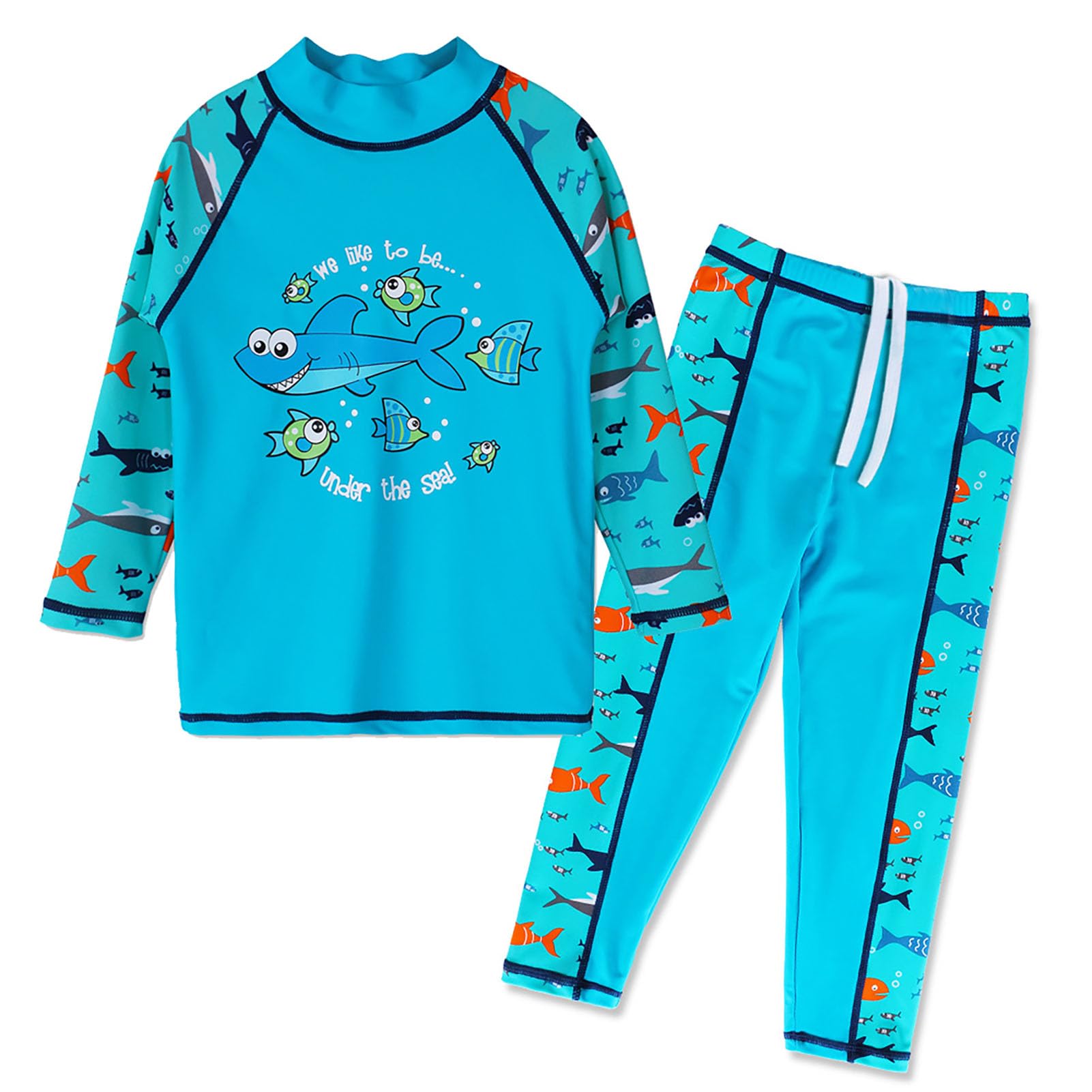 HUAANIUE Traje de baño para niños de 3 a 12 años con protección UV, 2 piezas, camiseta de manga larga y pantalones largos UPF 50+
