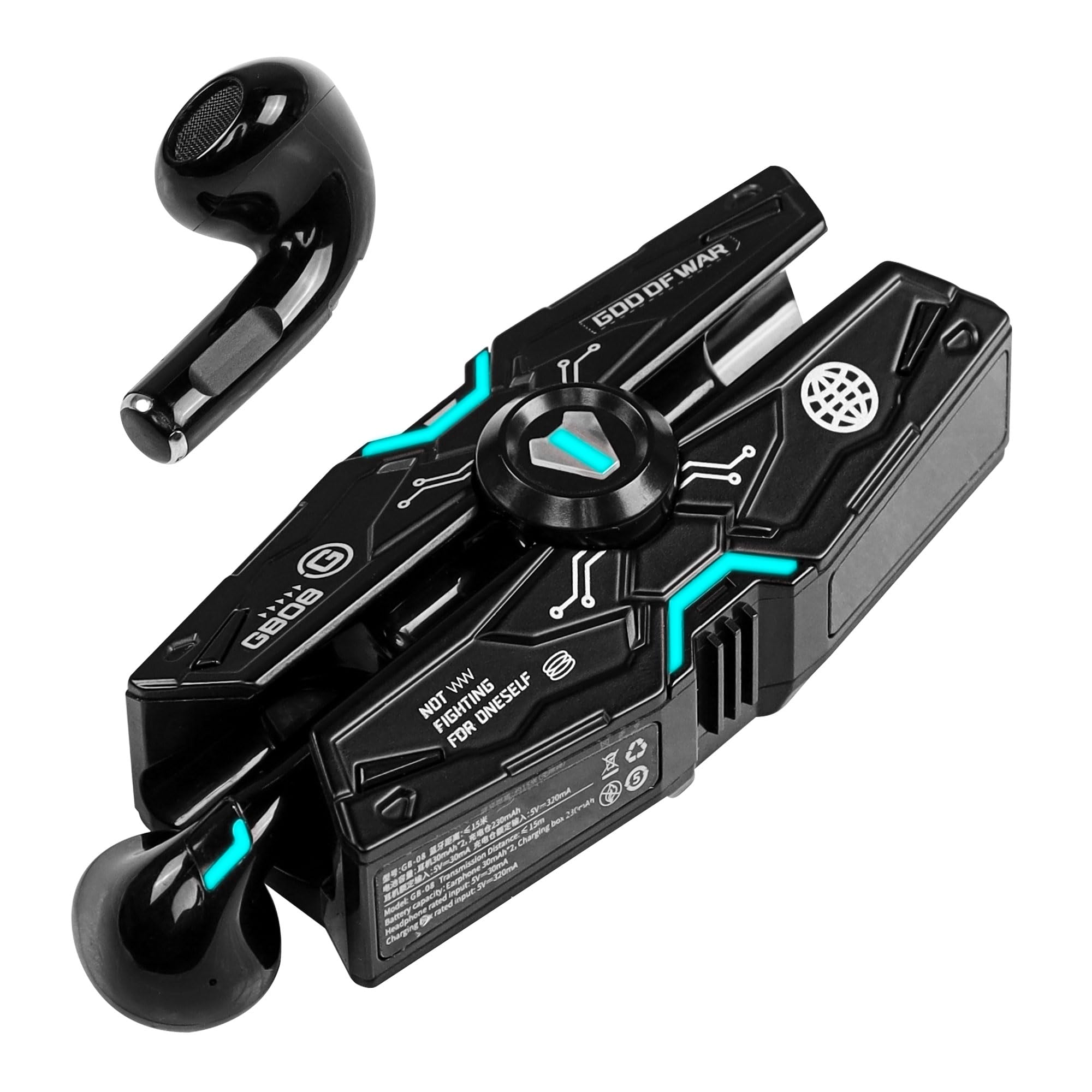 CERRXIAN Earbuds,Red Earbuds with Charging Case LED, High-Fidelity Stereo for iOS/Android,Gaming/Running/Fitness/Work (Black)