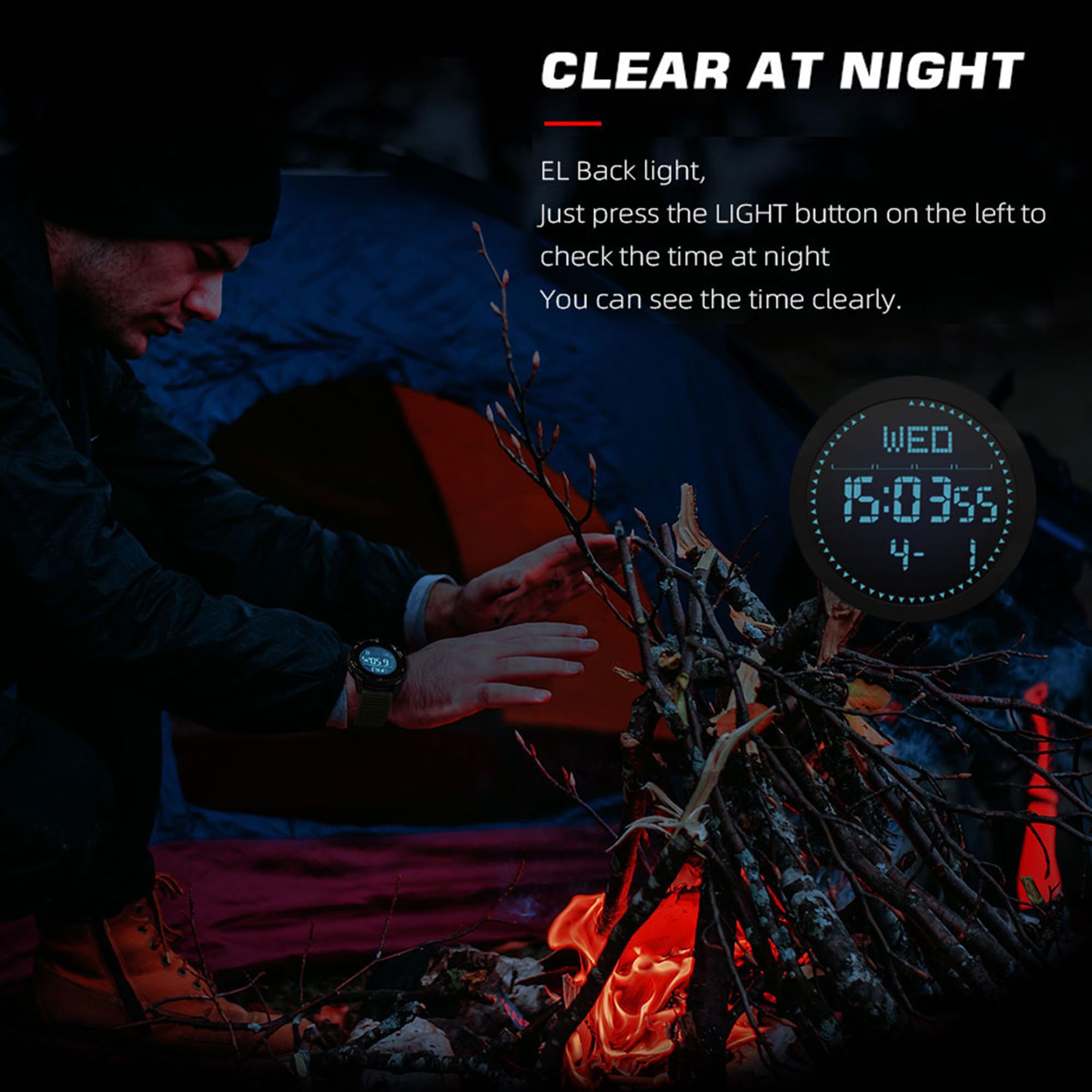 Digital Armbanduhr Herren Militär Uhr mit Schrittzähler Kompass Sportuhren Herren Outdoor Military Watch 5ATM Wasserdicht Digital Uhr Herren Chronograph Nylon Taktische Uhr Senioren Groß Jungen