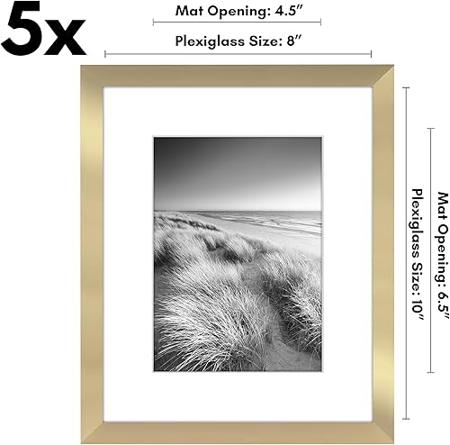 Vista 129 de Americanflat Portarretratos de 5 x 6 pulgadas con plexiglás pulido, juego de 5 portarretratos de 2 x 3 pulgadas con paspartú o para fotos de 5 x 6