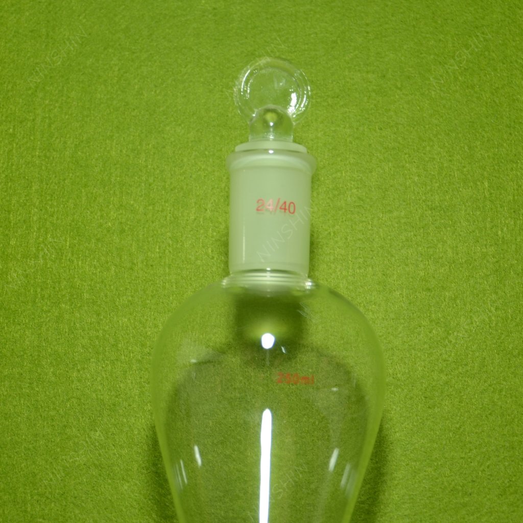 Glassware,Pyriform Separatory Funnel,24/40,250ML,Glass Stopcock with Screw,Pear Shape