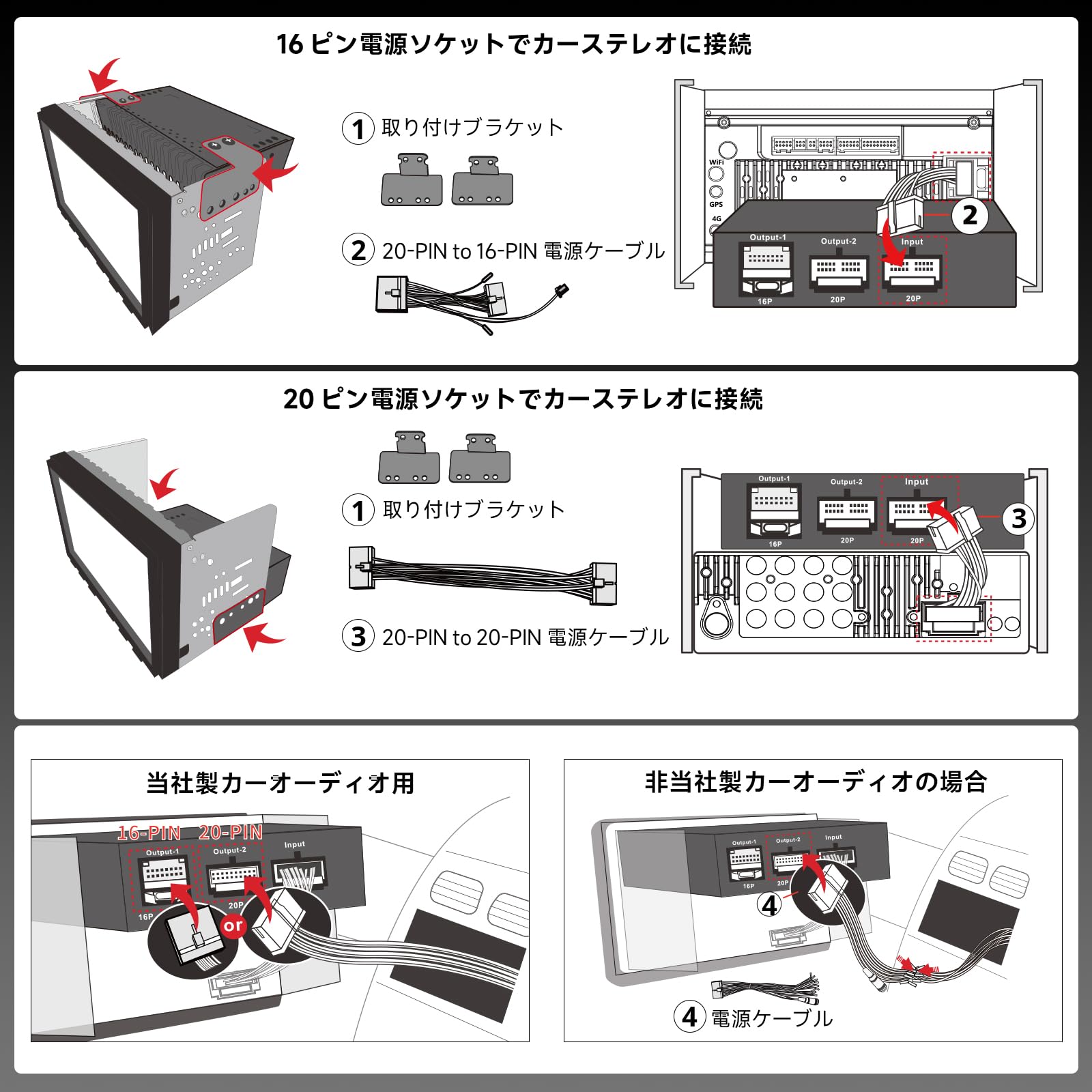 Amazon.co.jp: ATOTO CA-AEC122D クラス D TI TPA3221 カーアンプ、4