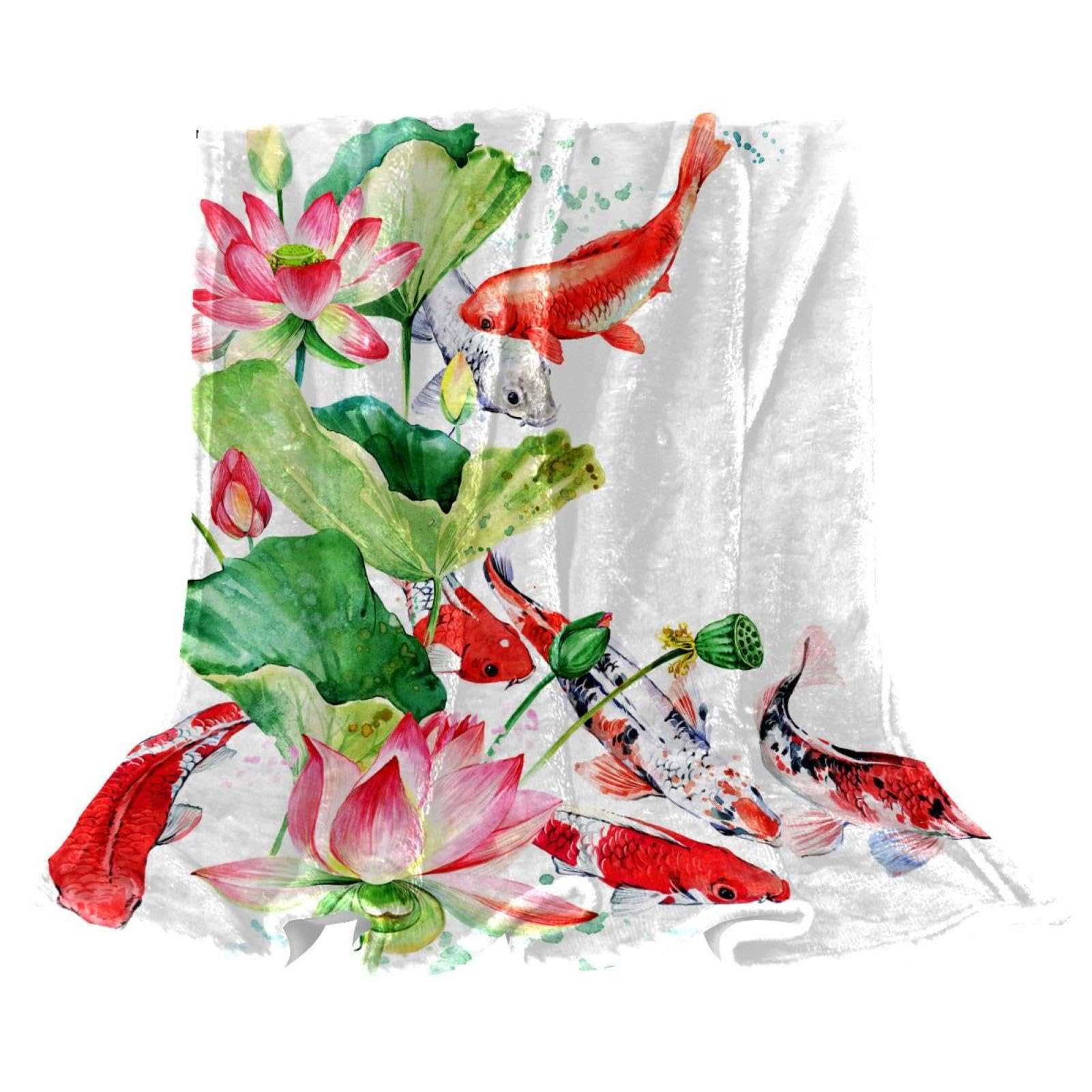 Couverture polaire poisson fleur pour vos soirées cocooning sur le canapé