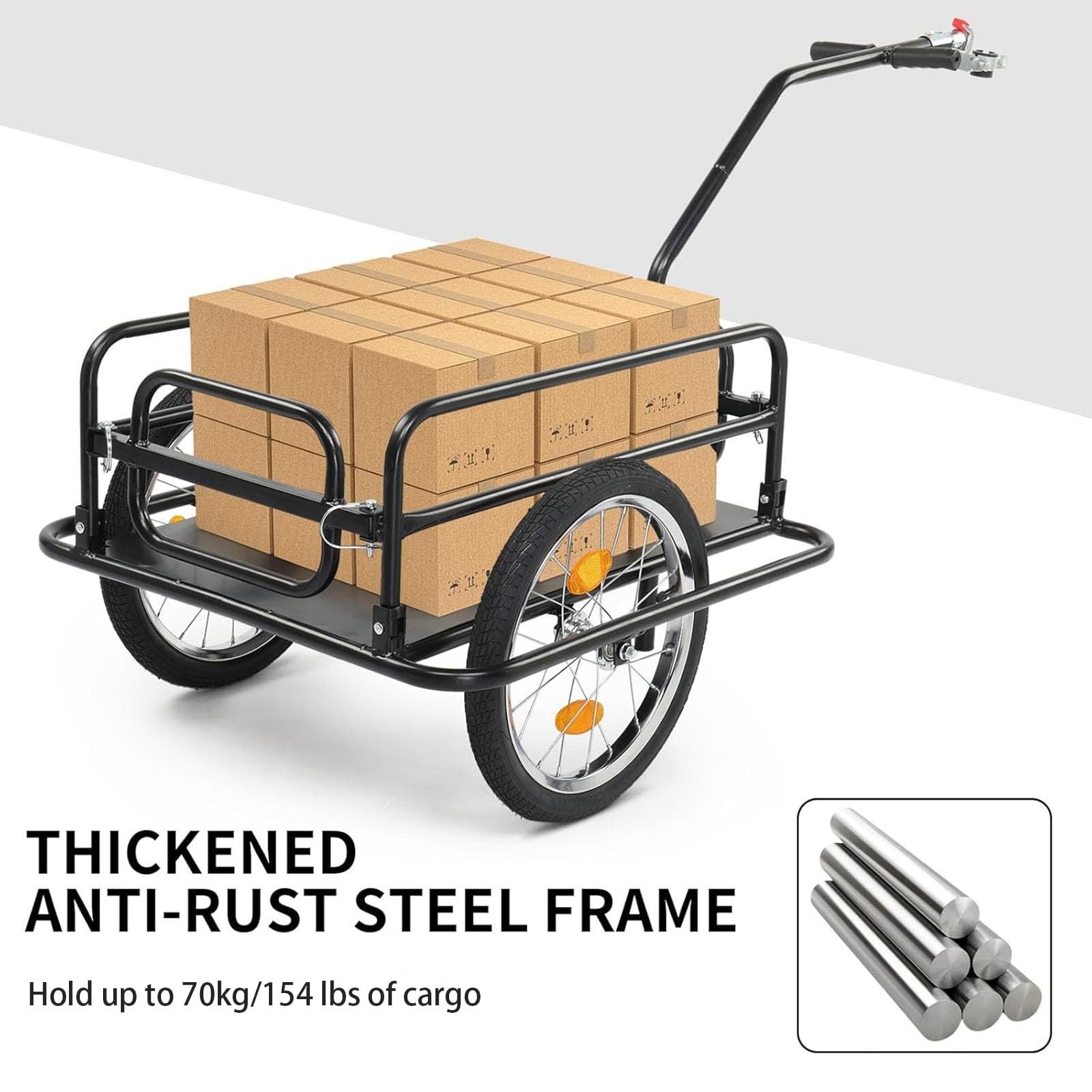 Remolque para Bicicleta Plegable, Carrito para Bicicleta Resistente, Almacenamiento Compacto, con Enganche Universal, diseño de reflectores Seguros, para Transportar mercancías Pesadas