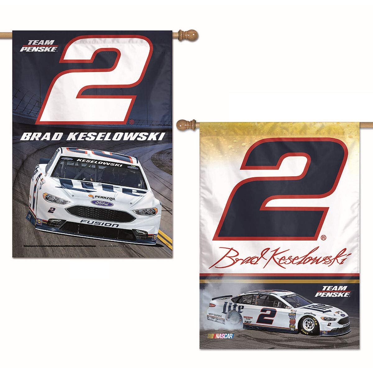 Bannière double face Brad Keselowski 2 drapeau de course automobile pour fan