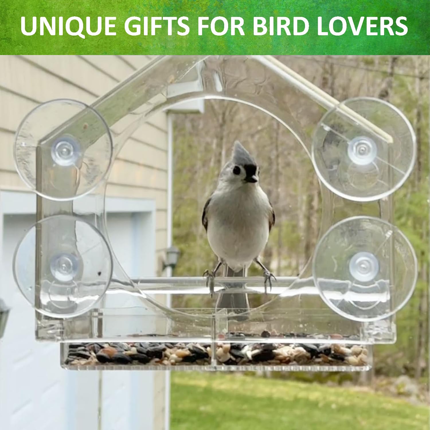 Comederos para pájaros de ventana con ventosas fuertes – Comederos de pájaros de ventana transparente para exteriores – Regalo de observación de aves silvestres, fácil de limpiar, casa de