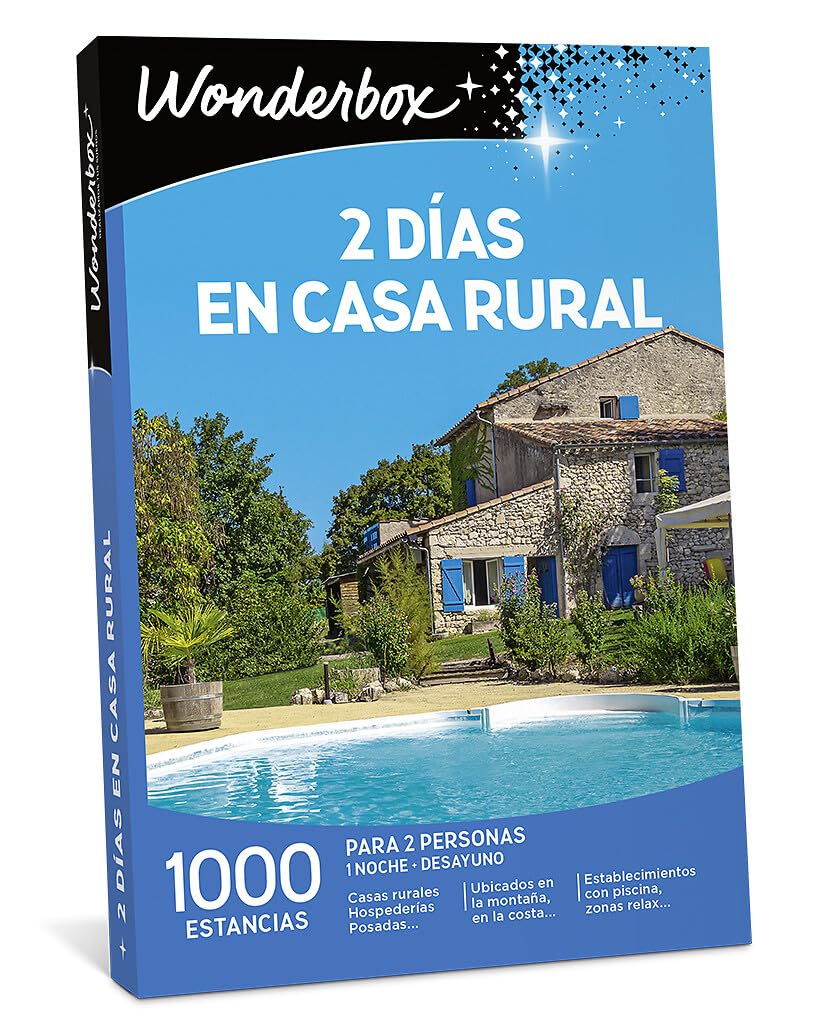 WONDERBOX - Caja Regalo - 2 Días en Casa Rural - Para 2 personas | 1 noche con desayuno - Más de 1000 estancias - Casas rurales, ubicados en la costa, masías, posadas, hospederías