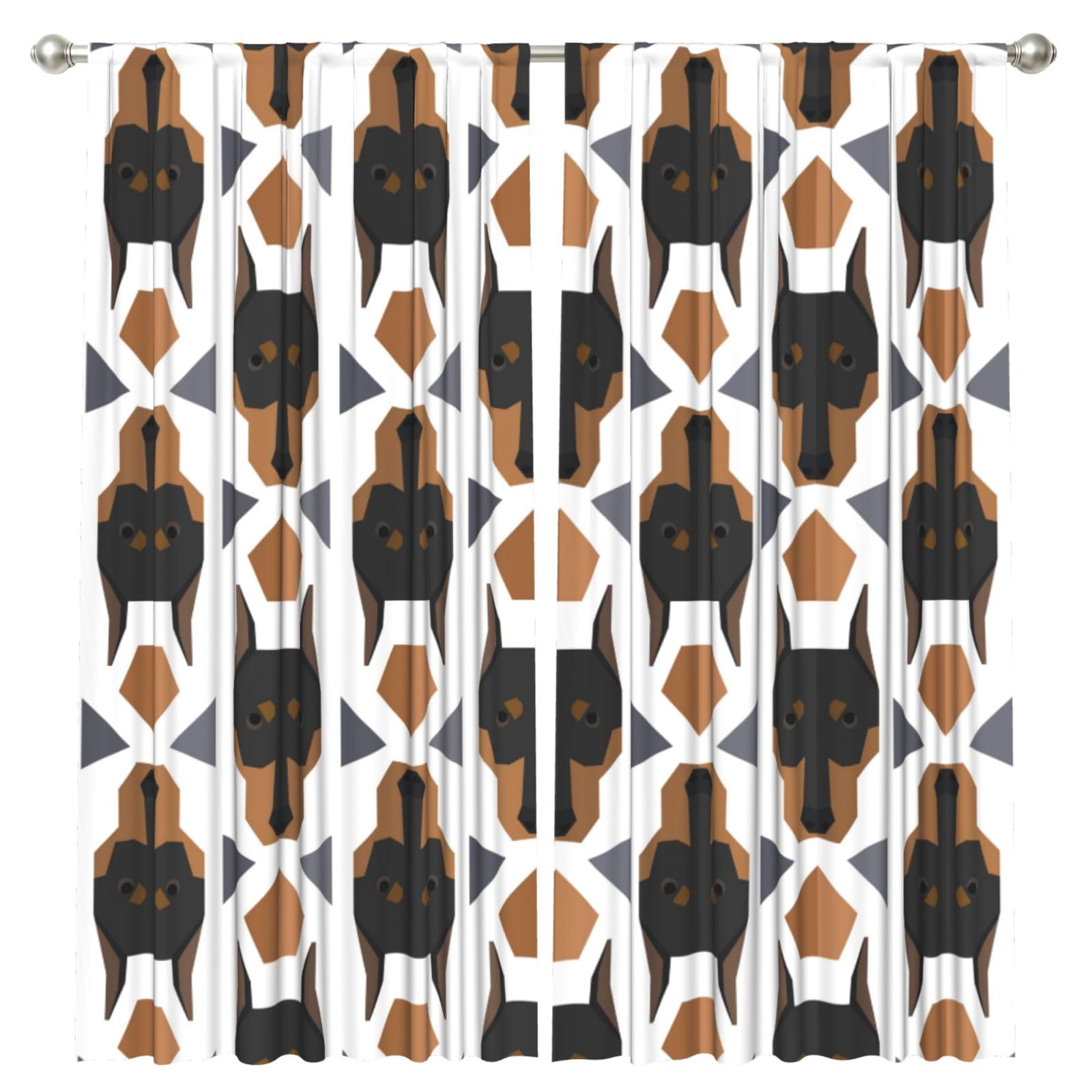 InOmak Polygonal Pattern Doberman Head, 2 Panels Window Curtains 52 x 84 Inch Blackout Curtains for Living Room Bedroom