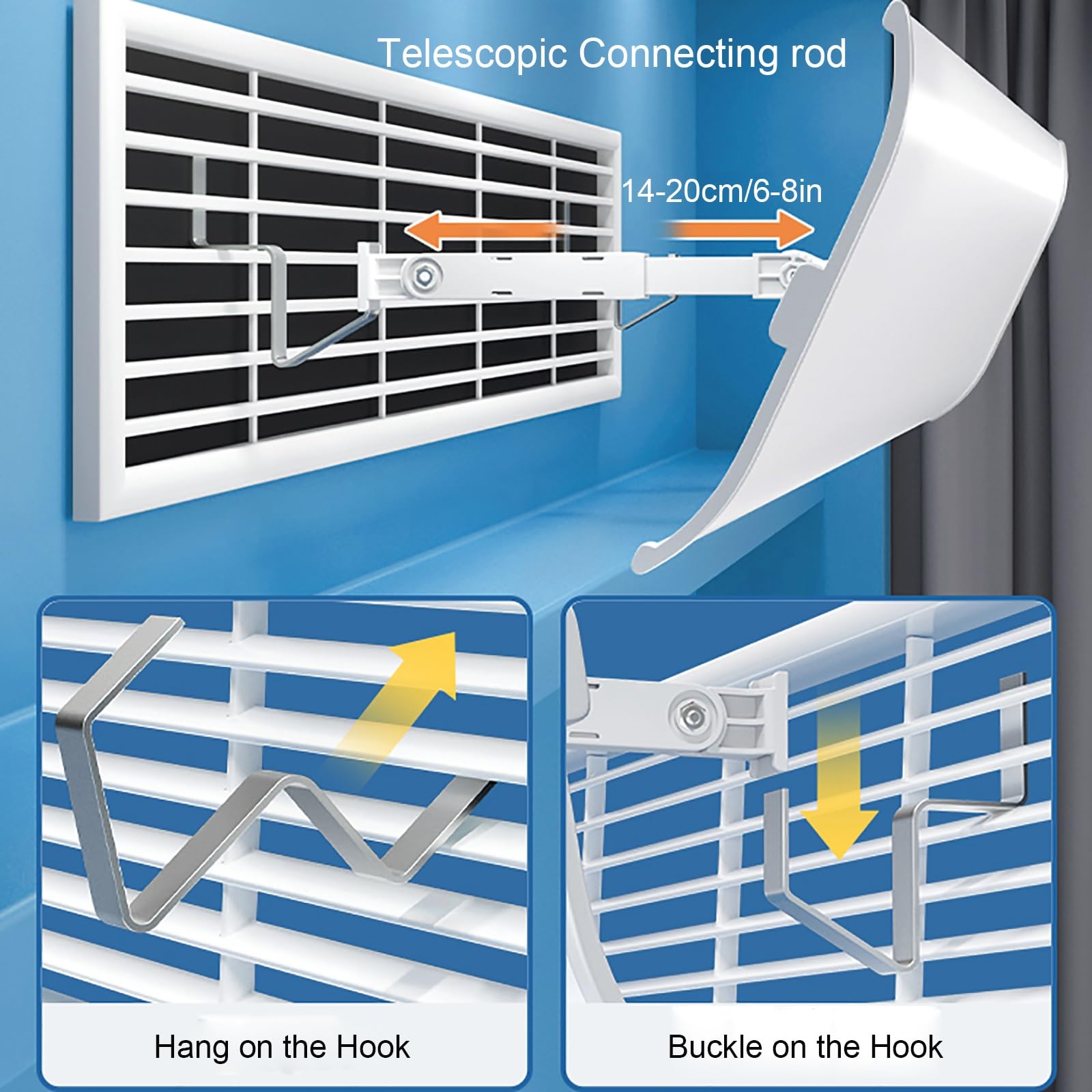 Deflettore Condizionatore per Bocchette di Ventilazione Laterali, Deflettori Condizionatore d'Aria Centrale, Migliora la Circolazione di Raffreddamento e Riscaldamento(90x20cm/35x8in)