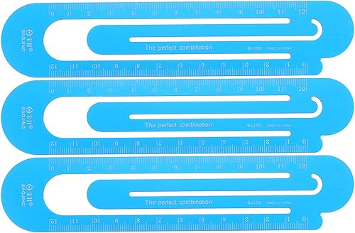 HARFINGTON Regla recta, 3 unidades, 4.7 in, regla métrica de aleación de aluminio, escala en ambos lados, clip de papel hueco, herramienta de