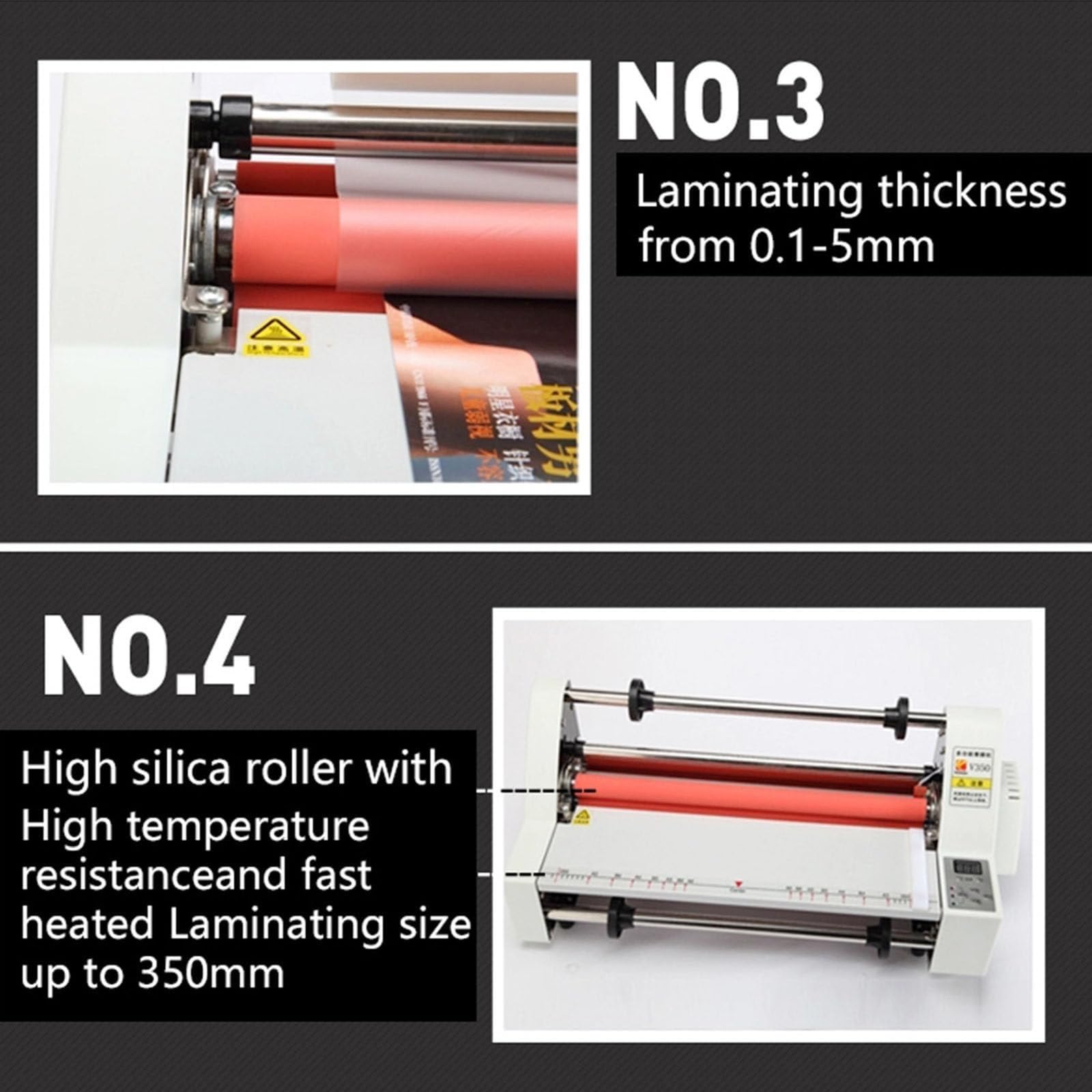 Laminator 350 Mm, Laminator Walcowy Na Zimno I Gorąco V350, Jednostronny I Dwustronny Laminator Termiczny Do Papieru, Kartonu, Forniru, Folii Pvc