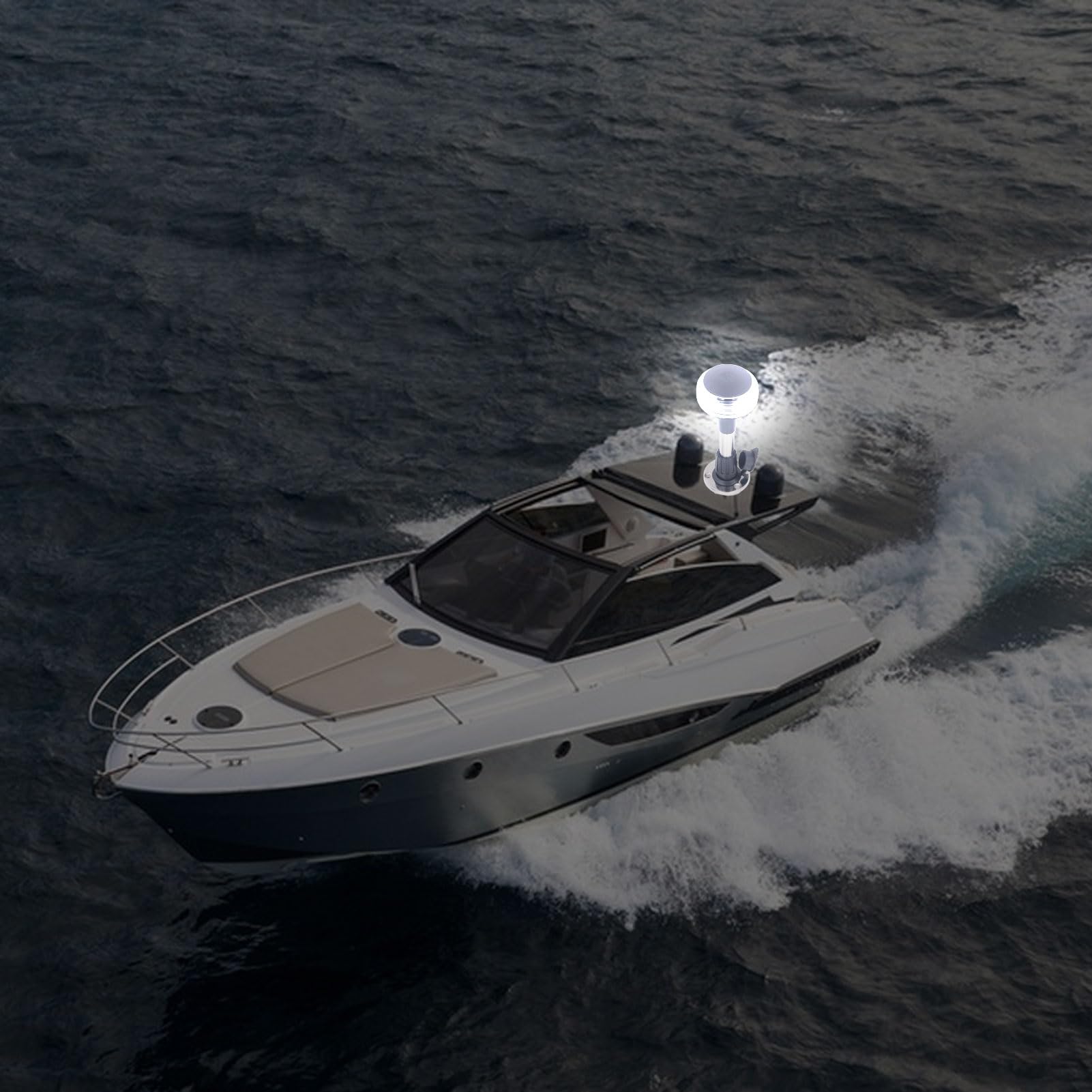 Feu de bateau tout-terrain à ancre, feu de navigation à ancre LED avec une visibilité de 360°, feu de poupe étanche IP65 de 9 pouces avec base en acier inoxydable détachable pour