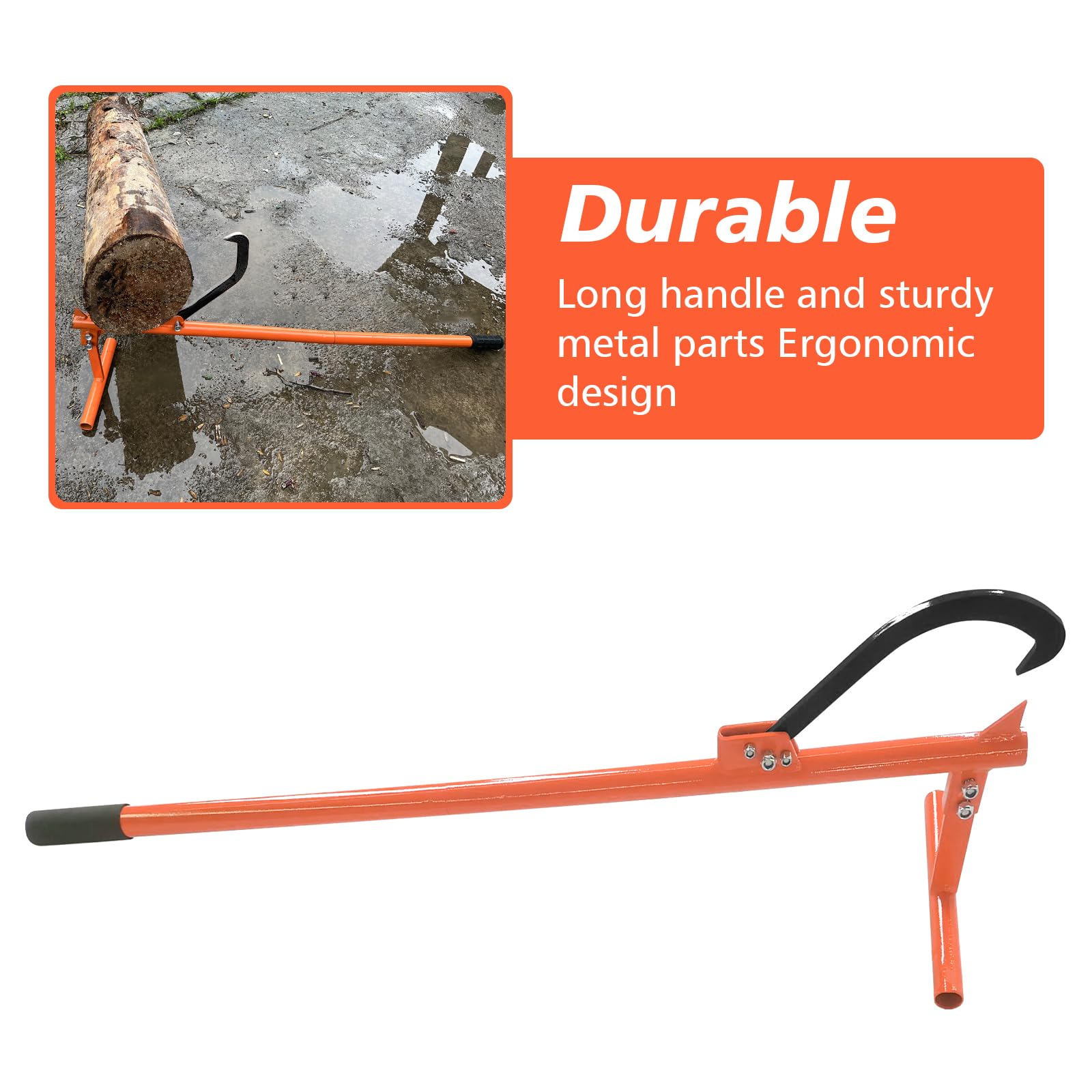 Sollevatore a cascate, 130 cm, con gancio reversibile, apertura max 32 cm, sollevatore di bordi forgiato con gancio reversibile e impugnatura antiscivolo, sollevatore per la caduta di alberi, per
