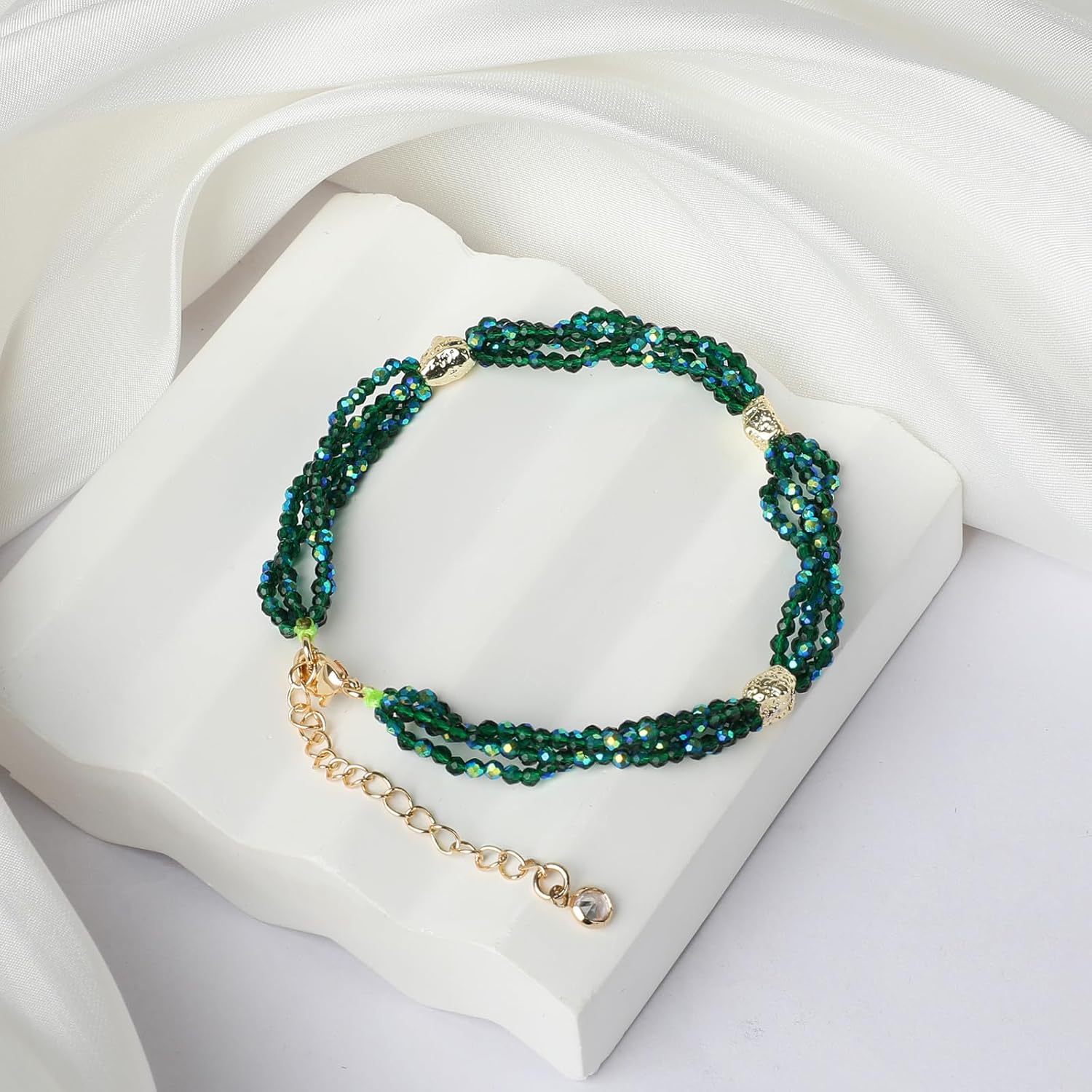 Boho Bracelet For Women Dainty Western Jewelry Accessories For Women Hand Chain String Bracelets Gift For Women Handmade Tigers Eye Turquoise Glass Beads Adjustable Bracelets - Image 7