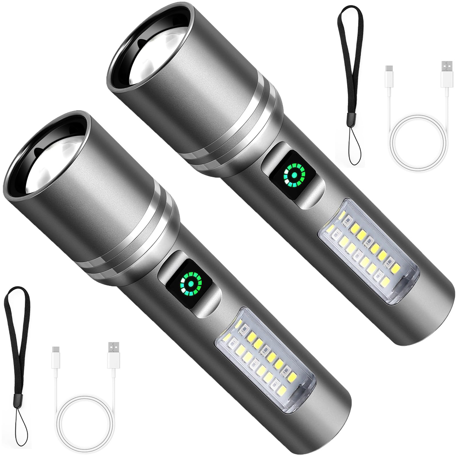 Ciwuzxs Flashlight High Lumens Rechargeable, 3000 Lumen Super Bright Led Flashlights with 6 Light Modes, IPX6 Waterproof, Powerful Handheld Flash