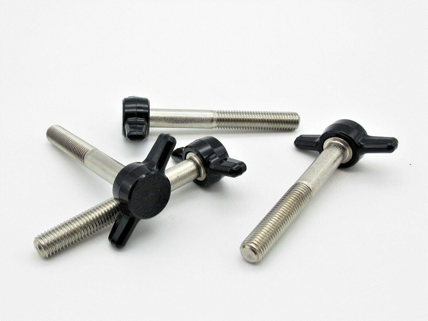 1/428" X 2" (Fine) Thumb Screws Tee Wing Knob. Delrin Head, SS. 4 per