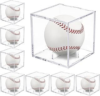 8 Pack Baseball Display Case UV Protected Acrylic Boxes Clear Acrylic Cube Baseball Holder Baseball Autograph Display Case...