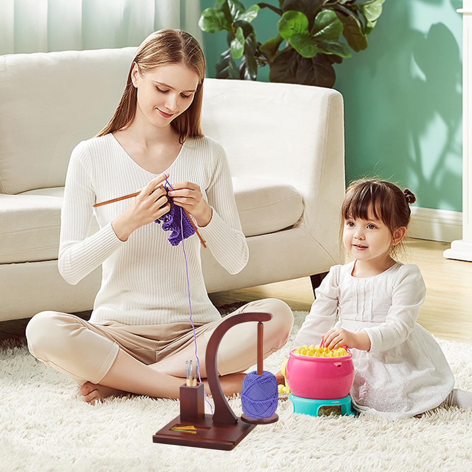 Yarn Winder, supporto magnetico per rotolo di filato, in legno, per lana e uncinetto