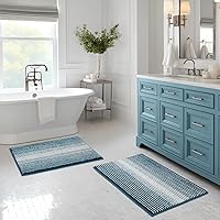 Vista 92 de BSICPRO Juego de alfombras y tapetes de baño, 2 piezas de felpilla gruesa y absorbente, antideslizantes, suaves y peludas para baño, lavables a