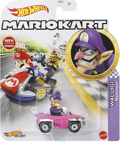 Miniatura 2 de Hot Wheels Mario Kart Waluigi, RosaPúrpura Badwagon