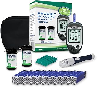 Prodigy AutoCode Talking Blood Glucose Meter Starter Kit with 100 No-Coding Test Strips, Lancets & Case