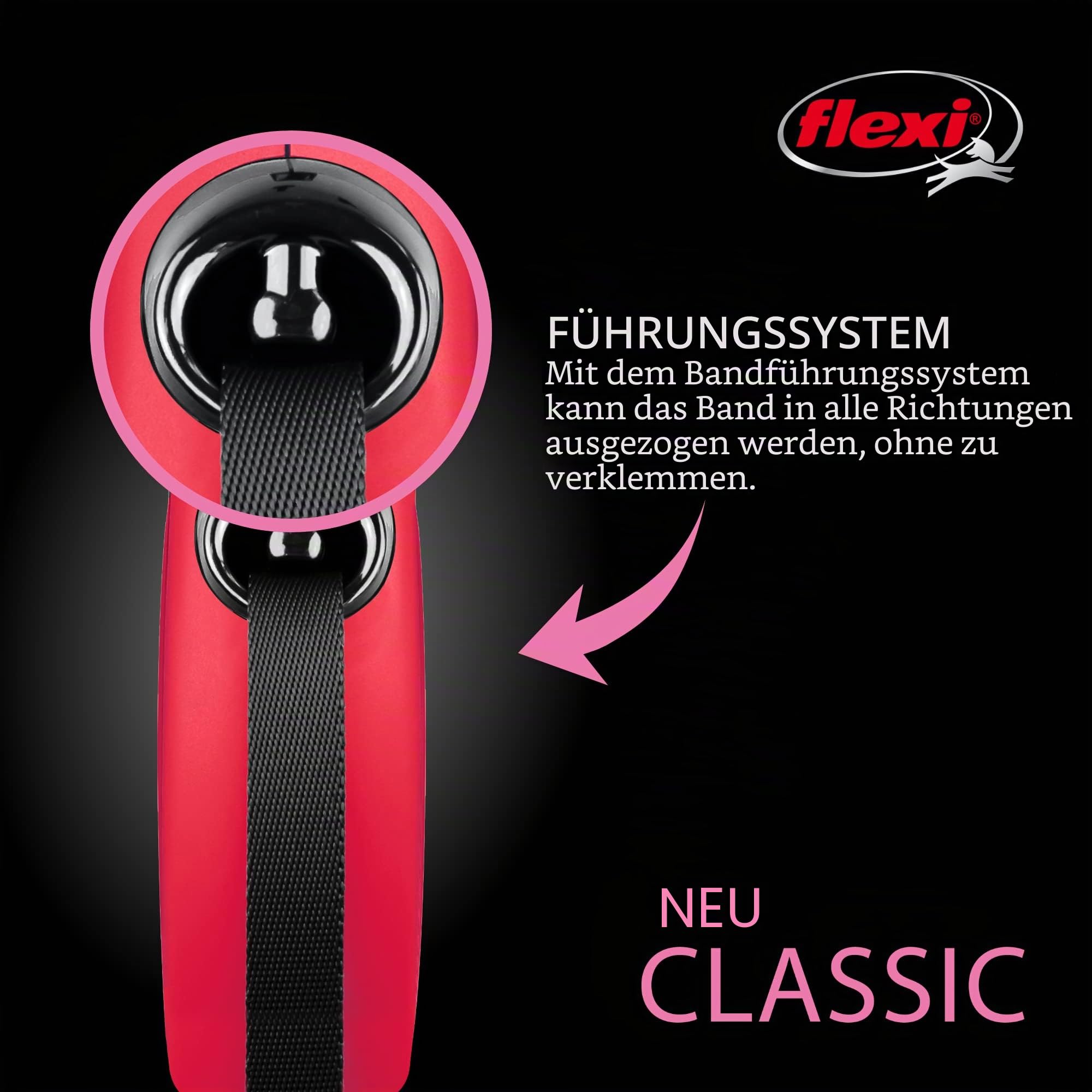 Flexi CL10T5.250.R Hundeleine, einziehbar, klassisches Design, 4,88 m, klein, Rot