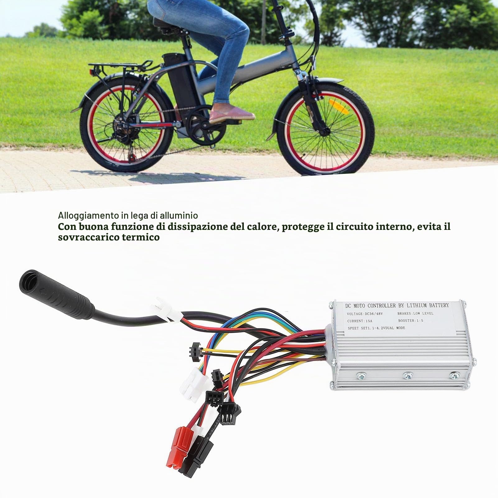 Fabater Controller per Bicicletta Elettrica, Controller Motore a Batteria Al Litio Potente Interfaccia Impermeabile da 250 W per Bici Elettrica