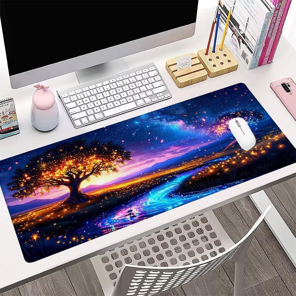 Generico Alfombrilla de Mouse para Juegos, Blu, XXL, Antideslizante, Impermeable, Diseño de Cielo stellato, Extendido, Grande, 1200x600x3mm, para PC, Laptop, Ufficio, Famiglia d-856