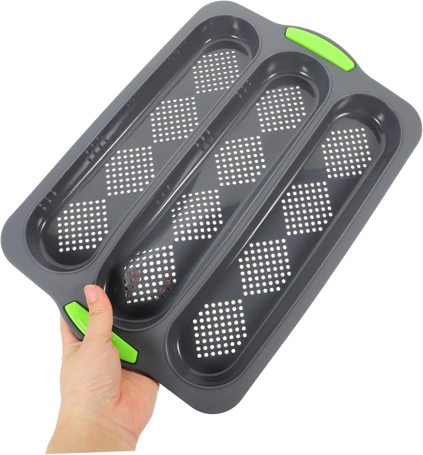Silicone Non-stick Bread Stick Baking Mold Wave Loaf Pan for Home Kitchen Heat- Bakeware for Fresh French Bread and Loaves Black Tray